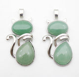 10pcs Tiger Eye Stone Malachite Cat Pendant for Jewelry Making DIY