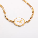 26 Letter Bracelet Stainless Steel Alphabet Initial Charm Shell Bracelet