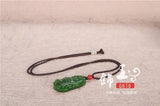 Chinese Green Jade God Wealth Pendant Necklace Charm Jewellery