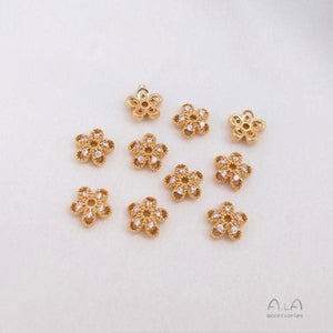 Plated Beads Flower Zircon Hat Beaded Separator Bead Caps DIY