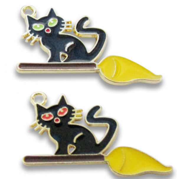 60pcs Halloween Cats Metal Charm Pendant DIY Jewelry Making