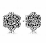 925 Silver Snowflake Crystal Stud Earrings Wedding Party Jewelry