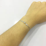 925 Silver 5 Diamond Gems Flower Bracelet Double Chains Bangles