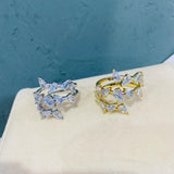 Brazil CZ Stackable Rings Set Women Wedding Beach Jewelry