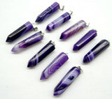 24pcs Natural Stone Mixed Stripe Quartz Crystal Agates Pillar Charms Pendants
