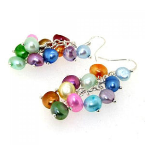 Baroque Freshwater Pearl Gemstone Earrings 925 Silver Hook