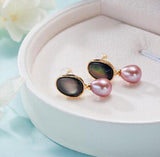 925 Silver Shell Sea Water Drop Freshwater Pearl Earrings