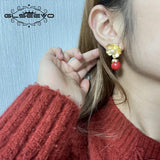 925S Silver Red Chalcedony Pearl Dangle Earrings