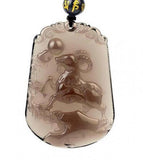 Pendentif mouton en obsidienne sculpt?e ? la main