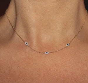 Boho 925 Silver Evil Eye Necklace for Women