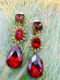 Crystal Embellished Pearl Wine Red Ear Clip