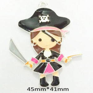 10pcs Enamel & Zinc Alloy Pirate Pendants For Chunky Jewelry