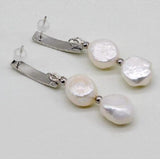 Baroque Freshwater Pearl Earrings 925 Silver Hook Women's Jewelry