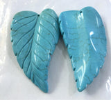 Turquoise Leaf Pendant Natural Gemstone Carved Goddess Chakra Reiki Necklace