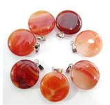 24pcs Natural Sand Stone Round Pendants for DIY Necklace Making