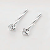 925 Sterling Silver Ear Stud 2mm Clear Gem Crystal Nose Stud Set