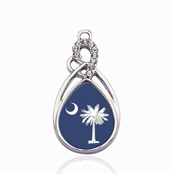 South Carolina Flag Circle Charm Charms Necklace Pendant Jewelry Accessory