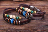 G72 Hemp Leather Bracelet with Wood Beads