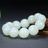 Zheru Hetian Jade Round Bead Bracelet