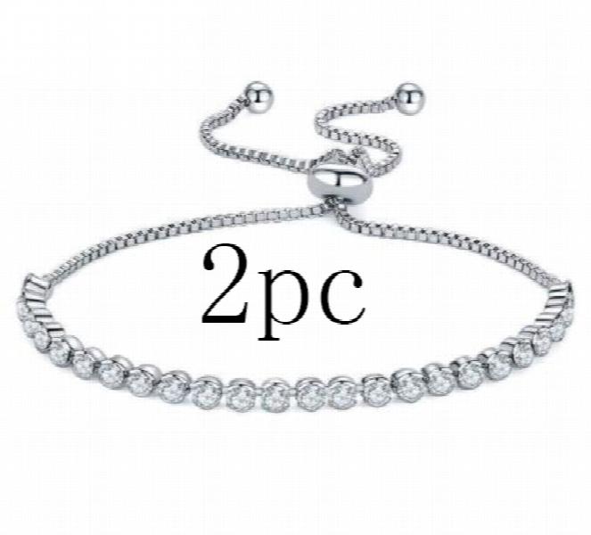 Adjustable Rhinestone Tennis Bracelet Set