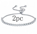 Adjustable Rhinestone Tennis Bracelet Set