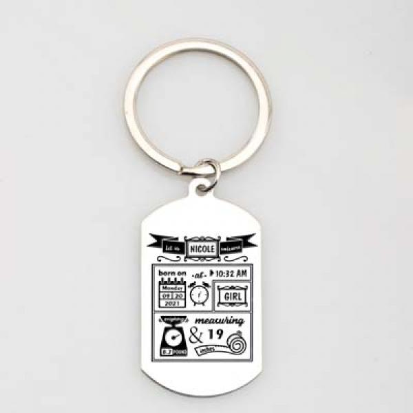 Personalized Newborn Stats Keychain Gift