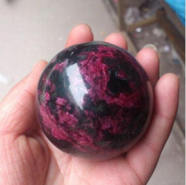 Peach Blossom Stone Jade Ball Crystal Sphere Healing 45-50mm