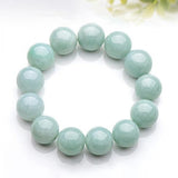 Burmese Jadeite Light Green Round Bead Bracelet Men's Women's Jewelry