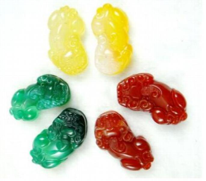 Turquoise Quartz Crystal Red Yellow Green Chalcedony Pendant