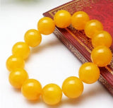 100% Natural Agate Yellow Beads Bangle Stretchy Bracelet 6mm--14mm