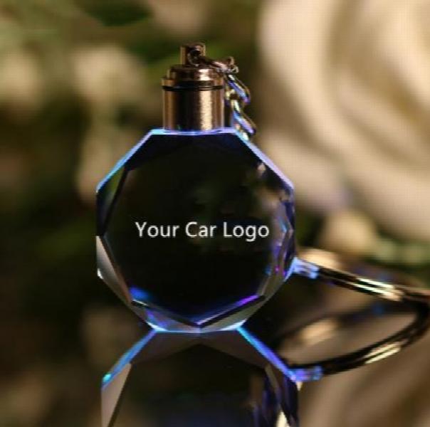 Car Logo Crystal Key Chains with Colorful Light