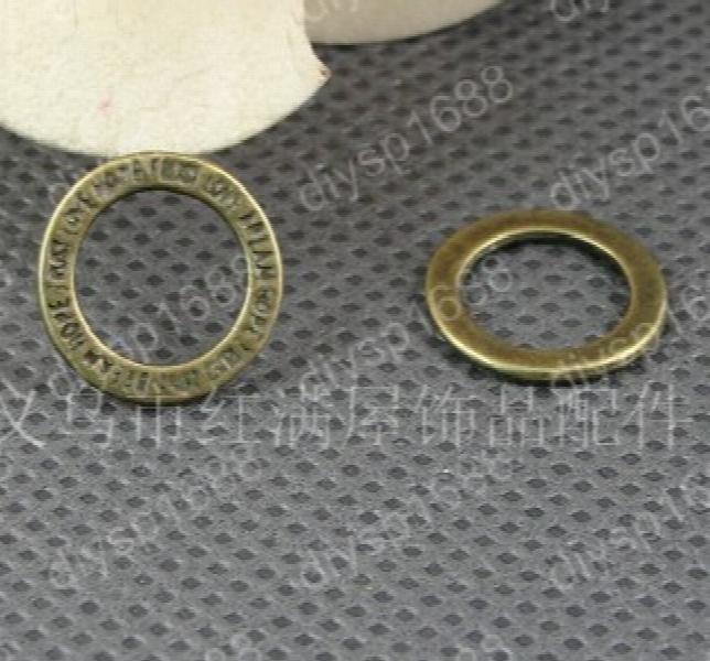 200 pcs Antique Bronze Circle Word Charms Pendants