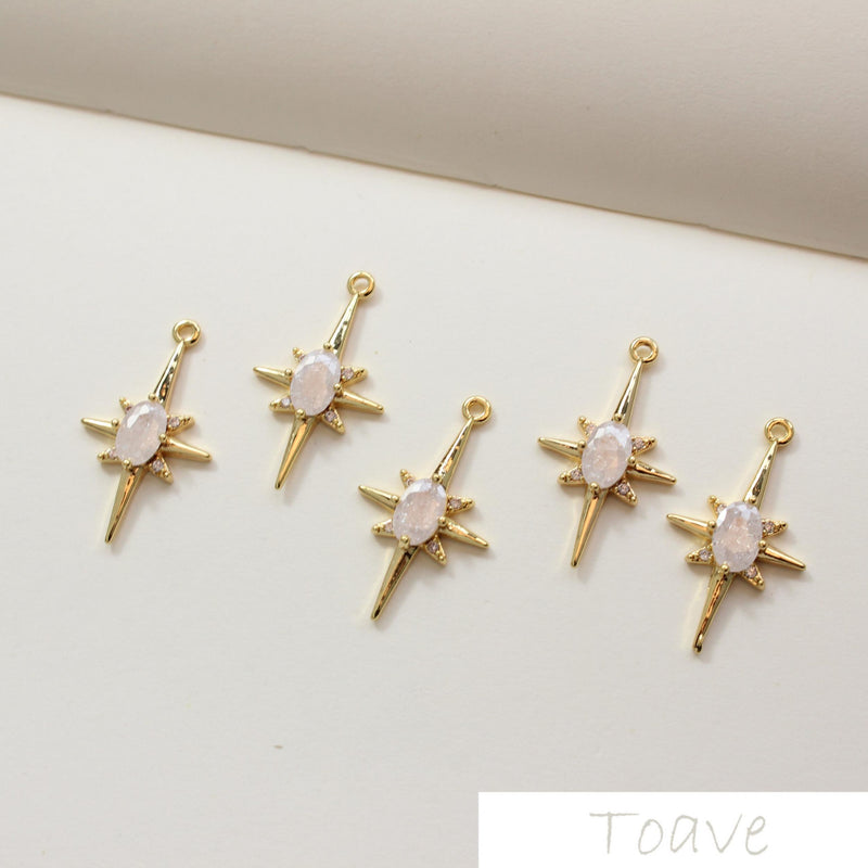 Star Inlaid Zircon Pendant Copper Plated 18K Real DIY Material