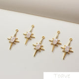 Star Inlaid Zircon Pendant Copper Plated 18K Real DIY Material