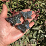 Labradorite Butterfly Necklace Pendant Carved Statue Gem Figurine Crystal Gift
