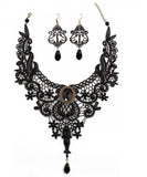 Exaggerated Gothic Jewelry Set Lace Necklace & Earring