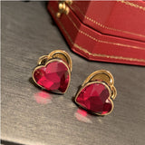 Spring Love Square Earrings with Zircon Light Ear Buckle