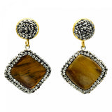 Square Gem Stone Earrings Vintage Wedding Party Jewelry