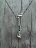 Lucky 8 & Boxing gloves charm sweater chain necklace