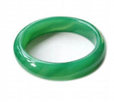 Natural Green Round Bangles Charm Bracelet Hand-Carved