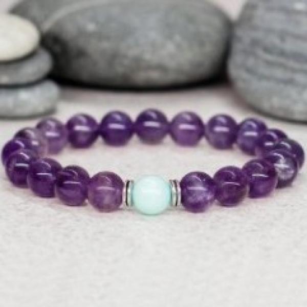 Amethyst Bracelet Reiki Crystal Stress Relief Gift for Mom