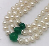 Natural Pearl 7-8mm 3 Row Necklace Jewelry Jaspers Beads Accessories