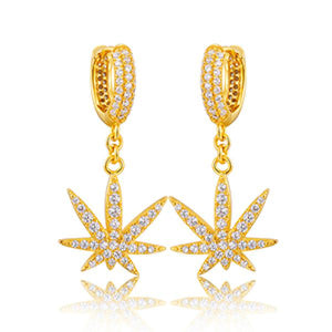 925 Silver Maple Leaf Earrings Ice CZ Unisex Gift