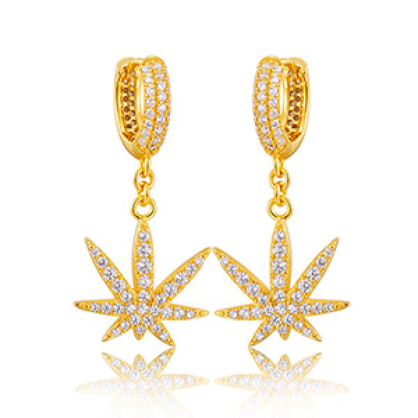 925 Silver Maple Leaf Earrings Ice CZ Unisex Gift