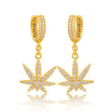 925 Silver Maple Leaf Earrings Ice CZ Unisex Gift