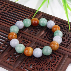 Natural Burmese Jadeite Round Bead Bracelet Unisex Gift