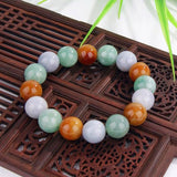 Natural Burmese Jadeite Round Bead Bracelet Unisex Gift