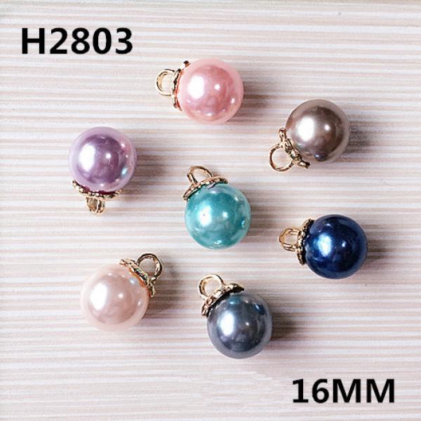 50PCS Colorful Round Pearls Charms 16MM DIY Alloy Bracelet Necklace