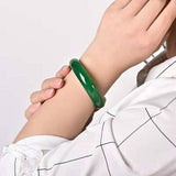 Zheru Agate Chalcedony Green Bangle 54-64mm Princess Jewelry