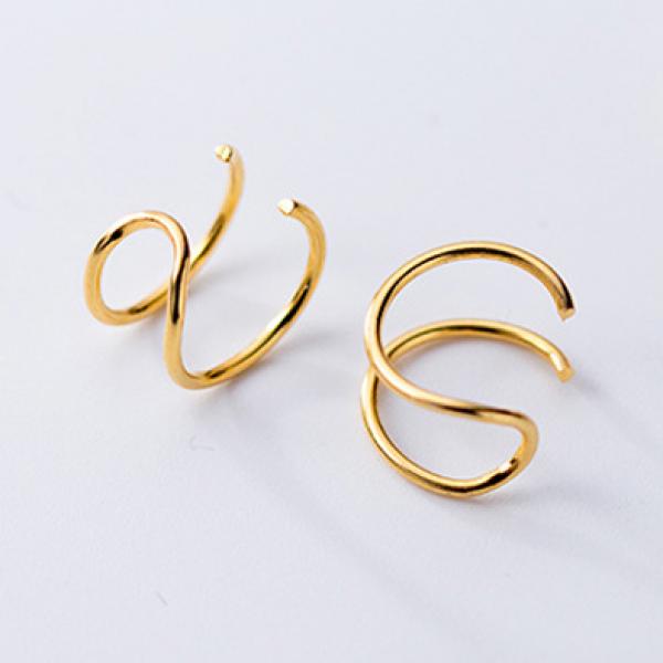 MloveAcc Double-layer Sterling Silver Ear Clip Earrings